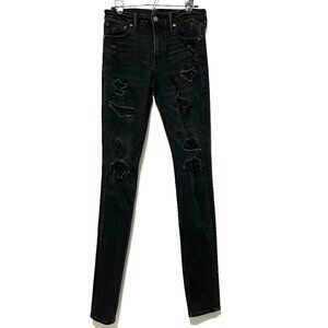 American Eagle Young Money Mens Stacked Distressed Skinny Jeans 32X34 Emo Grunge